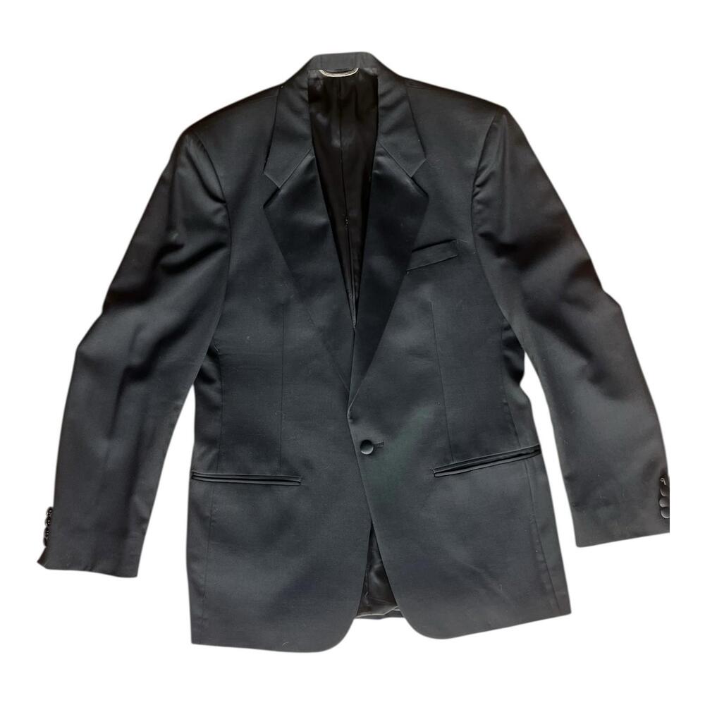 Vintage Christian Dior Monsieur Blazer Men 42R Black Wool Button Jacket USA Made